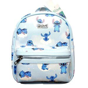 Disney Stitch Mini Backpack With Adjustable Straps and Front Zipper Pocket